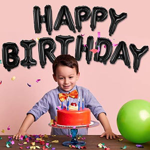 Happy Birthday Banner (3D Black) Mylar Foil Letters | Inflatable Party Decor and Event Decorations for Kids and Adults | Reusable, Ecofriendly Fun - Decotree.co Online Shop