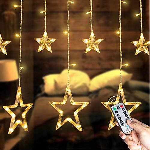 Star Curtain Lights Waterproof for Outdoor Use 8 Lighting Modes Timing for Party, Bedroom, Wedding, Window, Christmas - Decotree.co Online Shop