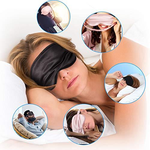 2 Pcs Silk Sleep Eye Cover with Ear Plugs and Elastic Strap, Soft and Smooth Eye Cover for Men & Women - Decotree.co Online Shop