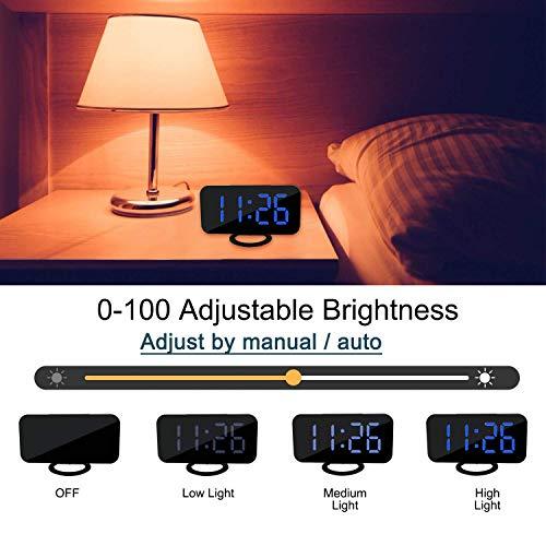Digital Alarm Clock,Mirror Surface LED Electronic Clocks,with USB Charger,Snooze Model, Auto/Custom Brightness,for Office Table Bedroom Nightstand - Decotree.co Online Shop