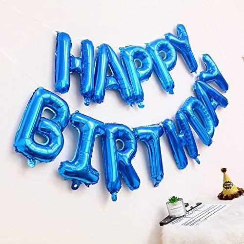 16 Inch Blue Happy Birthday Balloons Banner, Aluminum Foil Letters Balloons for Birthday Decorations Party Supplies - Decotree.co Online Shop