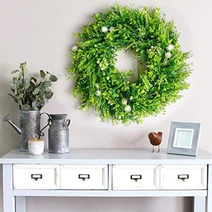 Spring Wreaths for Front Door- 20" St Patrick's Day Door Wreath Farmhouse Greenery Artificial Green Leaves Wreaths+Wreath Hanger - Decotree.co Online Shop