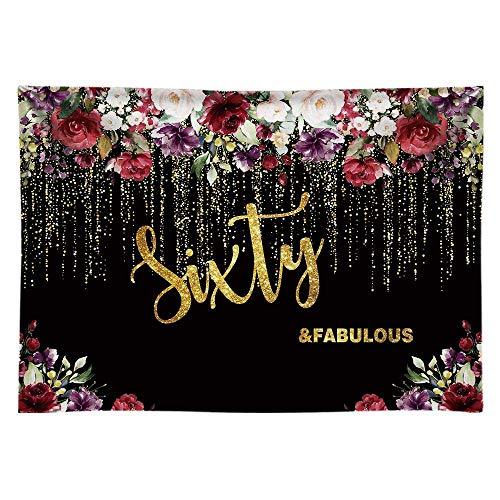 Flowers Gold 50th Birthday Party Backdrop Adult Lady Golden Glitter Photography Background - Decotree.co Online Shop