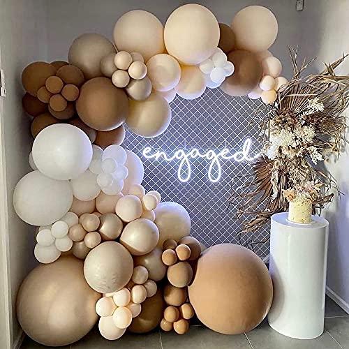 Brown Balloon Kit 144PCS 18In 12In 10In 5In White Skin Color Balloon Arch Garland For Baby Shower,Engagement,Wedding,Birthday - Decotree.co Online Shop