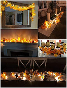 Thanksgiving Decorations Lighted Fall Garland, Thanksgiving Decor Halloween String Lights 8.2 Feet 20 LED - Decotree.co Online Shop