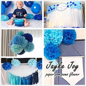 12 Pcs Tissue Pom Poms Kit, Tissue Paper Flowers for Birthday, Boy Baby Shower, Nursery, Graduation, Bachelorette Party Decoration (Blue Mix) - Decotree.co Online Shop