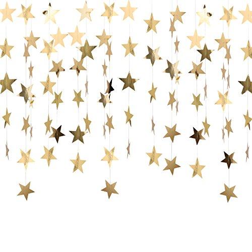 Reflective Star Paper Garland Gold Sparkling Star Bunting Banner for Christmas Decoration - Decotree.co Online Shop
