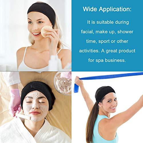 Spa Facial Headband Whaline Head Wrap Terry Cloth Headband 4 Counts Stretch Towel for Bath, Makeup and Sport (Black) - Decotree.co Online Shop