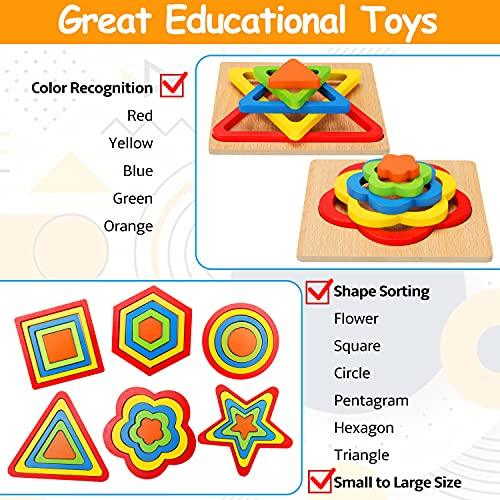 Toddler Puzzles Games Wooden Toys Montessori Shape Sorting Puzzle Toddlers Activities Preschool Learning Early Educational Birthday Travel Outdoor Toys for Kids Age 1 2 3 4 5 6 Year Old - Decotree.co Online Shop