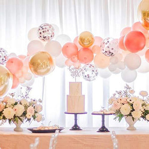 Rose Gold Balloons 140 Pack 12 Inch Gold and Pink Balloons and Pink Confetti Balloons Garland Arch Kit for Bridal Shower Baby Shower Party Decoration - Decotree.co Online Shop