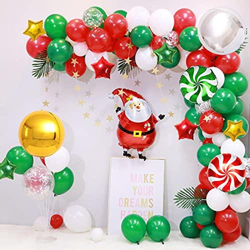 Christmas Confetti Balloon Garland Kit Garland Arch 135 pcs Colorful Party Balloons for New Year Party Decoration Supplies (Red Green Gold) - Decotree.co Online Shop