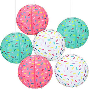 6 Pieces 12 inch Donut Party Hanging Paper Lanterns Baby Shower Donut Lanterns for Baby Shower Kids Birthday Party - Decotree.co Online Shop