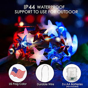 4th of July Decorations Lights, 4th of July Star Flag String Lights for National Day - Decotree.co Online Shop