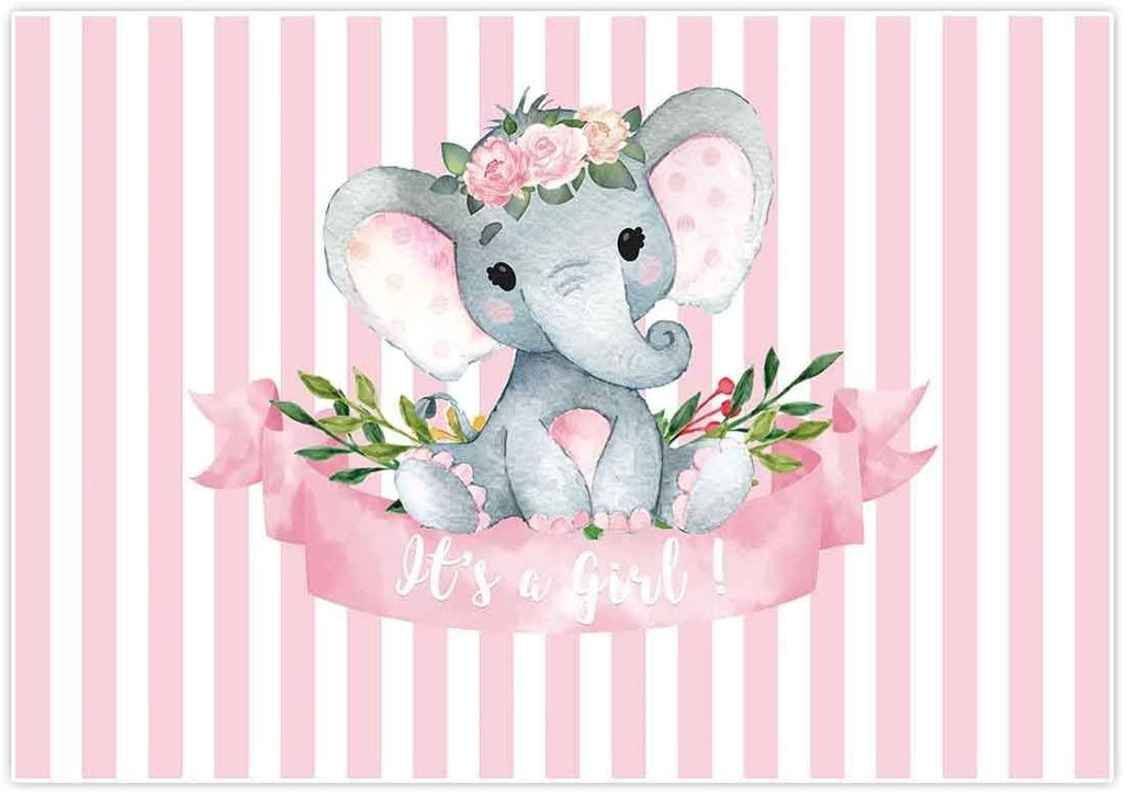7x5ft It's a Girl Elephant Backdrop for Baby Shower Princess Newborn Birthday Decoration - Decotree.co Online Shop