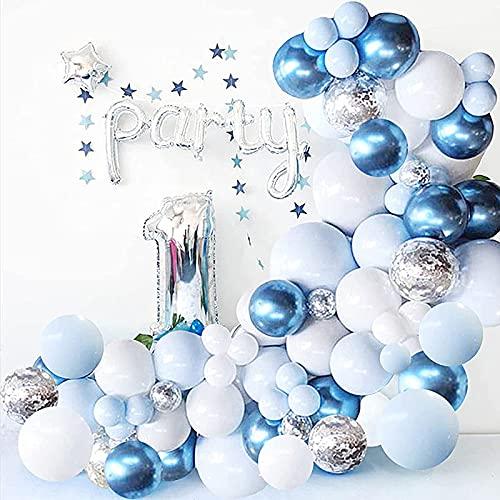 104pcs Party Balloon Arch kit Blue White Chrome Balloons Party Decoration Baby Show Birthday Wedding Pastel Balloon Decor - Decotree.co Online Shop