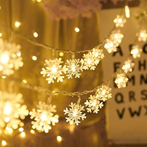 Christmas Lights, Christmas Decorations Snowflake String Lights, 19.6 ft 40 LED Fairy Lights Battery Operated Waterproof for Xmas Garden Patio - Decotree.co Online Shop