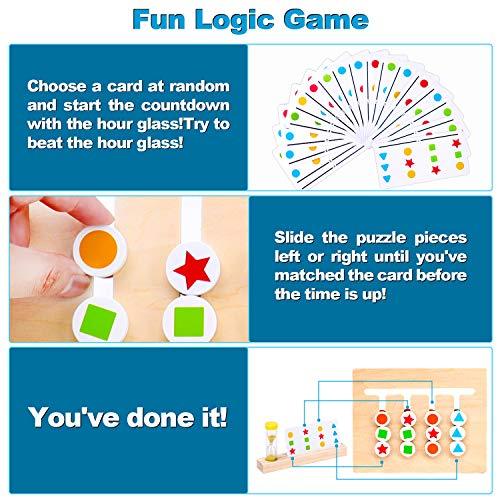 Montessori Learning Toys Slide Puzzle Color & Shape Matching Brain Teasers Logic Game Preschool Educational Wooden Toys for Kids Boys Girls Age 3 4 5 6 7 Years Old Travel Toys Birthday Gift - Decotree.co Online Shop