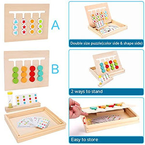 Montessori Learning Toys Slide Puzzle Color & Shape Matching Brain Teasers Logic Game Preschool Educational Wooden Toys for Kids Boys Girls Age 3 4 5 6 7 Years Old Travel Toys Birthday Gift - Decotree.co Online Shop