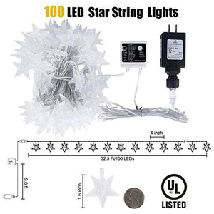 Color Changing Star String Lights Plug in - 33 Feet 100 Led Star Fairy Lights with Remote and Timer - Decotree.co Online Shop