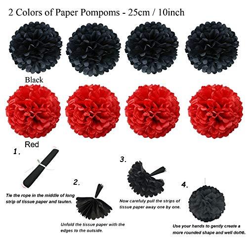 Graduation Decorations, Black and Red Congrats Grad Banner Paper Pompoms Hanging Swirls Graduation Confetti Paper Garland Party Balloons - Decotree.co Online Shop