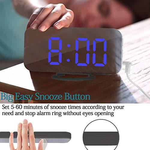 Digital Alarm Clock,Mirror Surface LED Electronic Clocks,with USB Charger,Snooze Model, Auto/Custom Brightness,for Office Table Bedroom Nightstand - Decotree.co Online Shop