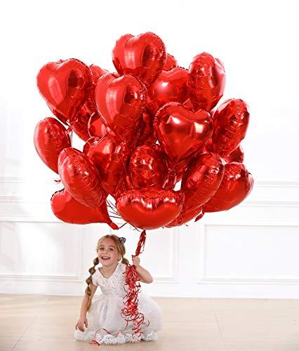 30 pcs Red Heart Balloons 18" Foil Love Balloons Mylar Balloons heart balloons for Valentines Day Propose Marriage Wedding Anniversary Backdrop Birthday Party Supplies - Decotree.co Online Shop