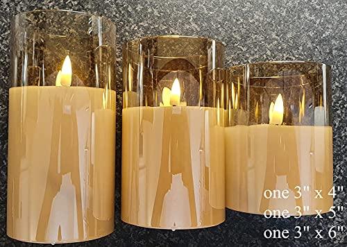 3pcs Gold Glass Flameless Candles with Remote, Flickering LED Battery Candles for Home Decor Gifts - Decotree.co Online Shop