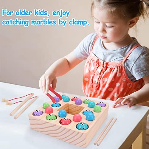 Montessori Toys for Toddlers Wooden Fishing Game Fine Motor Skill Autism Toys Occupational Therapy Learning Magnet Fishing Pole Clamp Chopsticks Preschool Math Game for Kids Age 3 4 5 6 Year Old - Decotree.co Online Shop