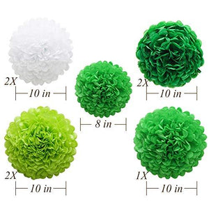 Green Hanging Paper Party Decorations, Round Paper Fans Set Paper Pom Poms Flowers for Birthday Wedding Graduation Baby Shower Events Accessories - Decotree.co Online Shop