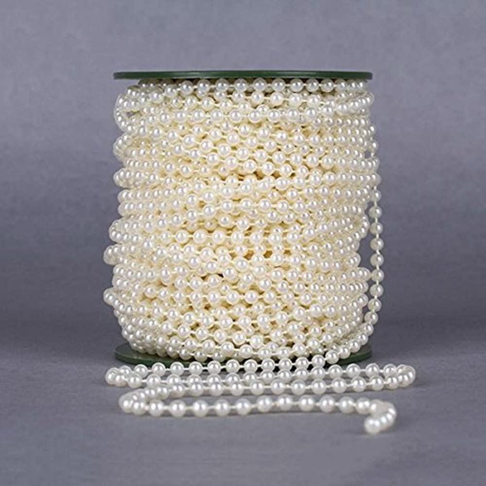 5mm Ivory Faux Pearl Beads Garland Pearl Bead Roll Strand for Wedding Party Decoration, 200 Feet Roll - Decotree.co Online Shop