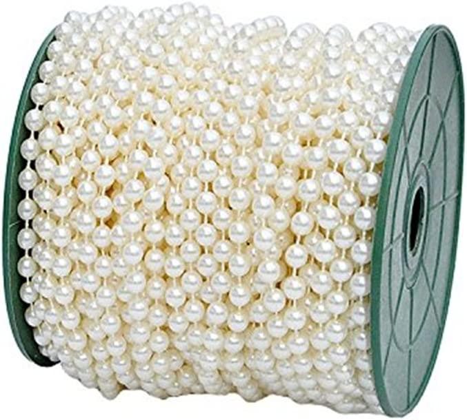 5mm Ivory Faux Pearl Beads Garland Pearl Bead Roll Strand for Wedding Party Decoration, 200 Feet Roll - Decotree.co Online Shop