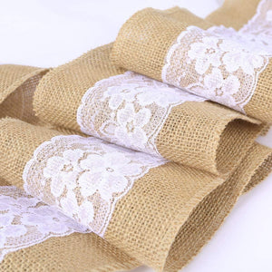 5pcs Burlap Lace Chair Sashes Hessian Jute Chair Cover Bows Rustic Linen Lace Chair Bows for Wedding Decoration - Decotree.co Online Shop