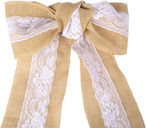 5pcs Burlap Lace Chair Sashes Hessian Jute Chair Cover Bows Rustic Linen Lace Chair Bows for Wedding Decoration - Decotree.co Online Shop