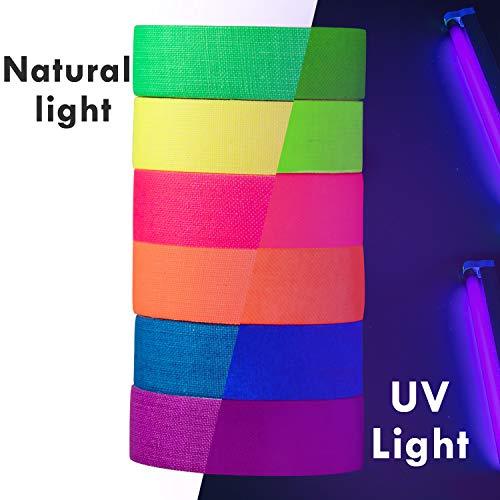 6 Colors Neon Gaffer Cloth Tape, Fluorescent UV Blacklight Glow in The Dark Tape for UV Party - Decotree.co Online Shop