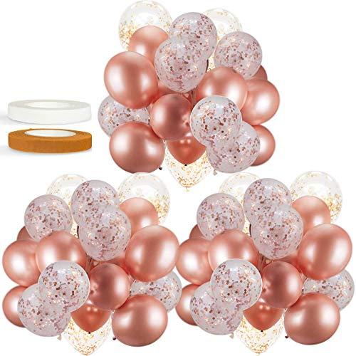 60 PACK Dandy Decor Rose Gold Balloons + Confetti Balloons w/ Ribbon | Rose gold Balloons for Parties | Bridal & Baby Shower - Decotree.co Online Shop