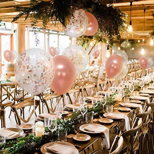60 PACK Dandy Decor Rose Gold Balloons + Confetti Balloons w/ Ribbon | Rose gold Balloons for Parties | Bridal & Baby Shower - Decotree.co Online Shop