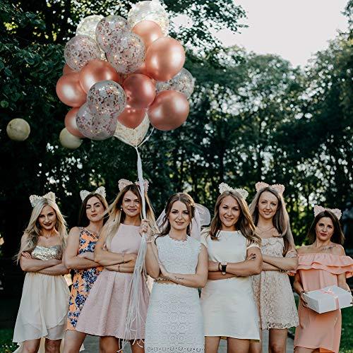60 PACK Dandy Decor Rose Gold Balloons + Confetti Balloons w/ Ribbon | Rose gold Balloons for Parties | Bridal & Baby Shower - Decotree.co Online Shop