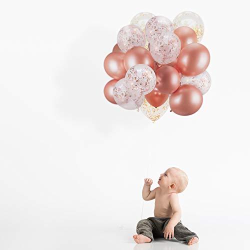 60 PACK Dandy Decor Rose Gold Balloons + Confetti Balloons w/ Ribbon | Rose gold Balloons for Parties | Bridal & Baby Shower - Decotree.co Online Shop