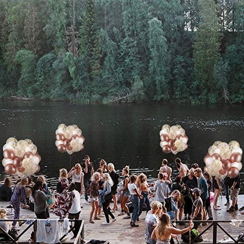 60 Pack Rose Gold Balloons + White Balloons + Confetti Balloons w/Ribbon for Bridal & Baby Shower Parties | Latex Balloon Decorations - Decotree.co Online Shop