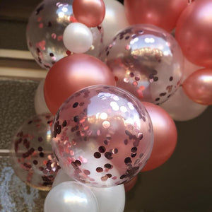 60 pcs 12 inch White Metallic Gold Party Balloon with 33 Ft Rose Gold Ribbon for Birthday - Decotree.co Online Shop