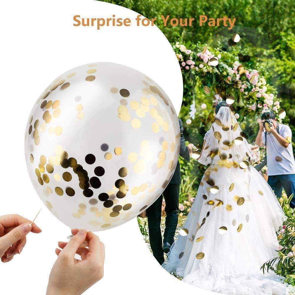 60 pcs 12 inch White Metallic Gold Party Balloon with 33 Ft Rose Gold Ribbon for Birthday - Decotree.co Online Shop