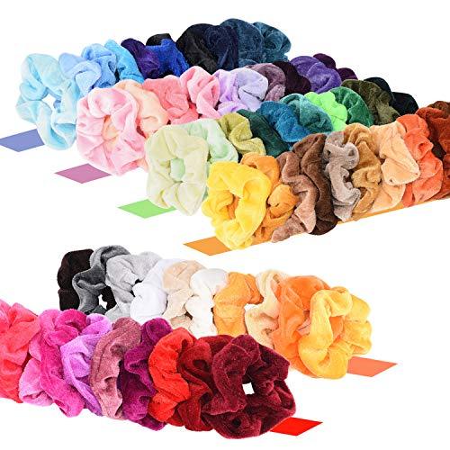 60 Pcs Premium Velvet Hair Scrunchies Hair Bands for Women or Girls Hair Accessories with Gift Bag,Great Gift for Holiday Seasons - Decotree.co Online Shop