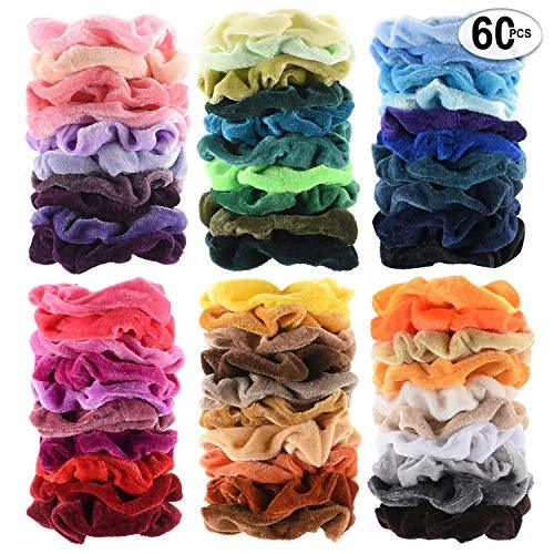 60 Pcs Premium Velvet Hair Scrunchies Hair Bands for Women or Girls Hair Accessories with Gift Bag,Great Gift for Holiday Seasons - Decotree.co Online Shop