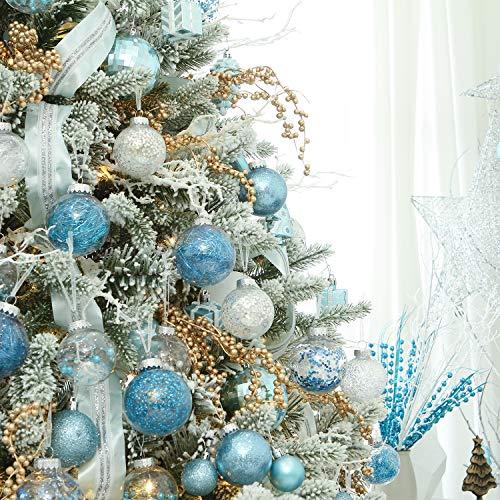 60mm/2.36" Shatterproof Clear Plastic Christmas Ball Ornaments Decorative Xmas Balls Baubles Set with Stuffed Delicate Decorations - Decotree.co Online Shop