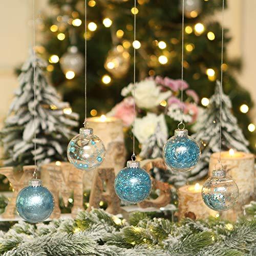 60mm/2.36" Shatterproof Clear Plastic Christmas Ball Ornaments Decorative Xmas Balls Baubles Set with Stuffed Delicate Decorations - Decotree.co Online Shop