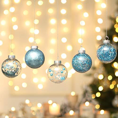 60mm/2.36" Shatterproof Clear Plastic Christmas Ball Ornaments Decorative Xmas Balls Baubles Set with Stuffed Delicate Decorations - Decotree.co Online Shop