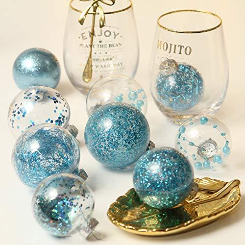 60mm/2.36" Shatterproof Clear Plastic Christmas Ball Ornaments Decorative Xmas Balls Baubles Set with Stuffed Delicate Decorations - Decotree.co Online Shop