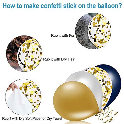 60PCS Navy Blue and Gold Confetti Balloons, Premium 12inch Pearl White and Gold Metallic Chrome Birthday Party Balloons, - Decotree.co Online Shop
