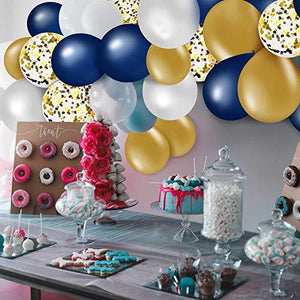 60PCS Navy Blue and Gold Confetti Balloons, Premium 12inch Pearl White and Gold Metallic Chrome Birthday Party Balloons, - Decotree.co Online Shop