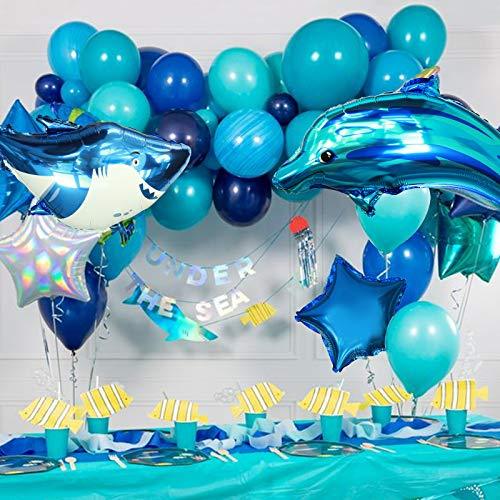 60PCS Ocean Balloons Arch Birthday Party Decorations with Stars Shark Dolphin Foil Balloons for Under the Sea Decorations - Decotree.co Online Shop